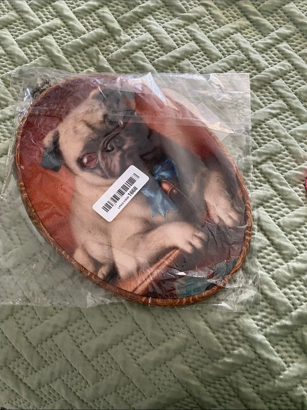 Pug Portrait Pet Wall Art - Blue Bow Accent
